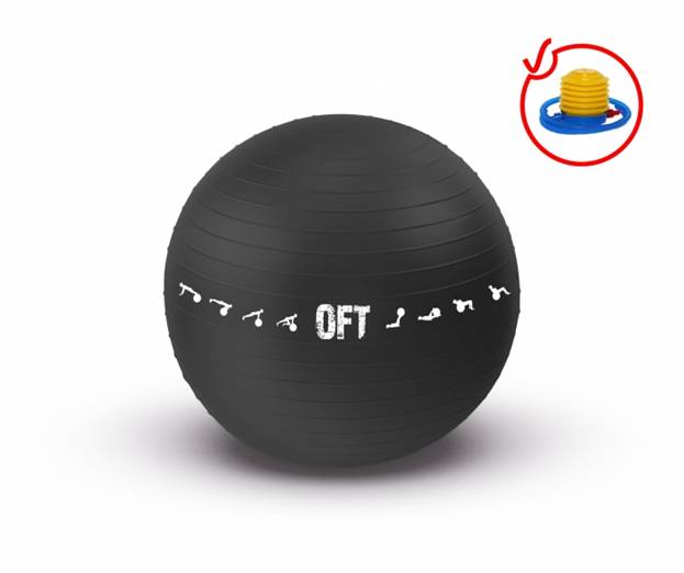 Гимнастический мяч 75 см для коммерческого использования черный Original FitTools FT-GBPRO-75BK