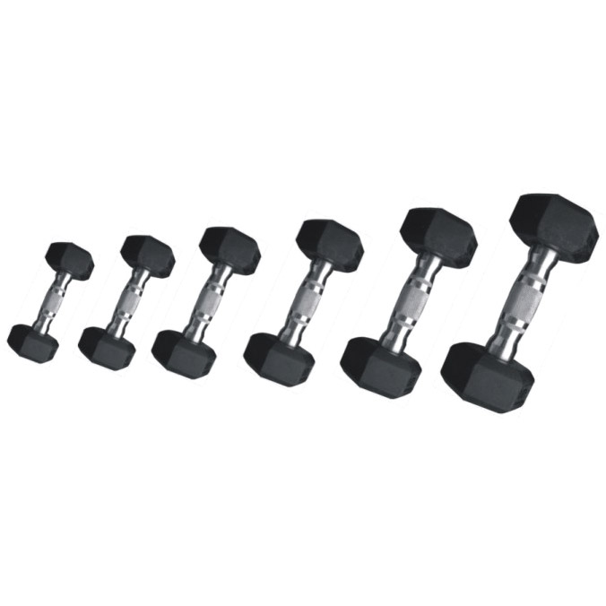 Набор обрезиненных гексагональных гантелей от 2,5 кг до 25 кг KRAFT Fitness YL007 2.5-25