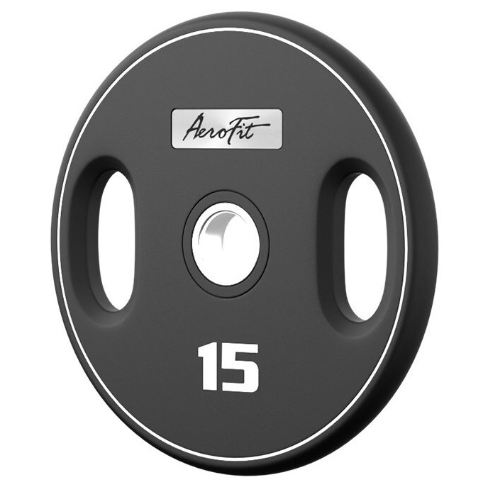 AeroFit AFPUPLB15 олимпийский полиуретановый диск 15 кг, черный, с 2-мя хватами