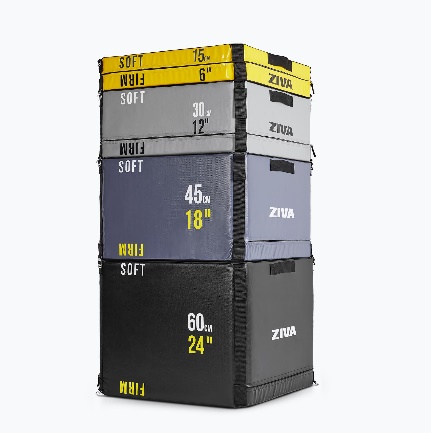 ZVO Dual Surface Plyo Box 4 Piece set — 15, 30, 45 and 60cm (6″,12″, 18″ and 24″ inches) New Velcro Strap Ziva ZFT-PYST-0739