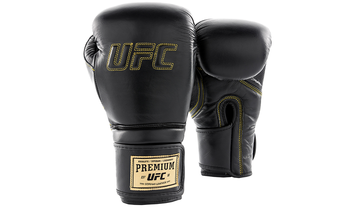 UFC Премиальные тренировочные перчатки на липучке чёрные — 12 Oz