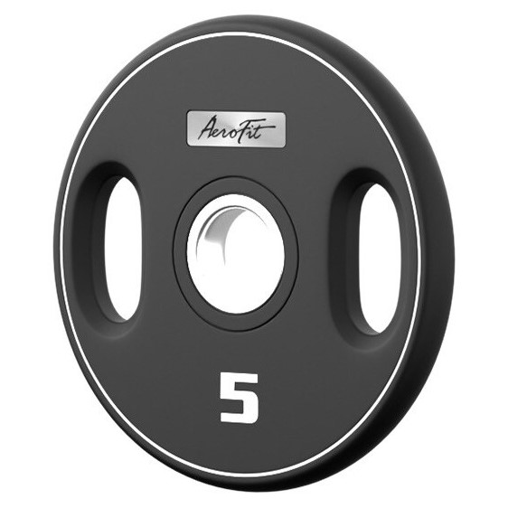 AeroFit AFPUPLB5 олимпийский полиуретановый диск 5 кг, черный, с 2-мя хватами